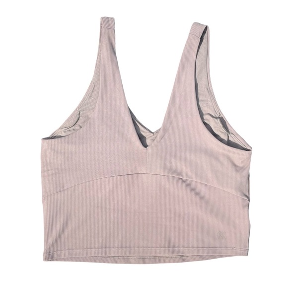 All in motion light support rib v-neck crop sports bra top beige women’s medium - Picture 4 of 7